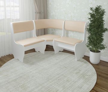 Скамья угловая мягкая compatto "Оливьер" (Белый/Кожзам Marvel Cream (AT)) -G