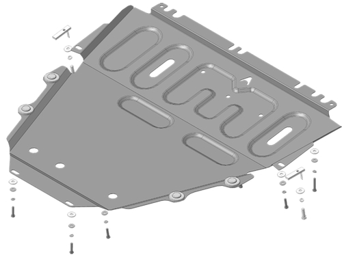 Защита картера двигателя, КПП (1,5 мм, сталь) для Renault Megane III седан/универсал/хетчбек/купе 2008-2013, Renault Megane III хетчбек/универсал/купе 2013-2016, Renault Scenic III 2009-2016, Renault Grand Scenic III 2009-2017, Renault Flue АвтоСтандарт.51721
