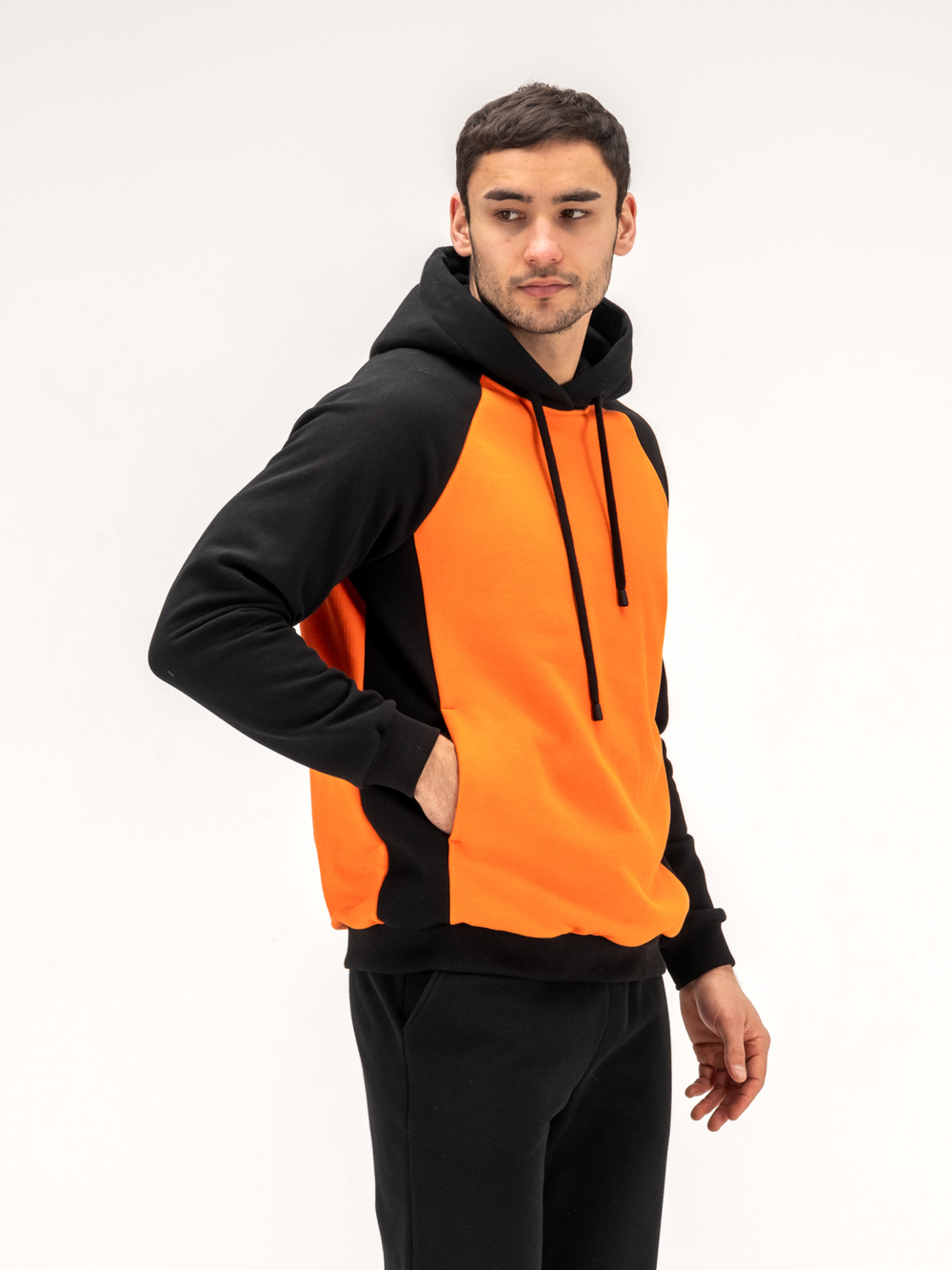 Костюм мужской спортивный теплый. Оранжевый/черный