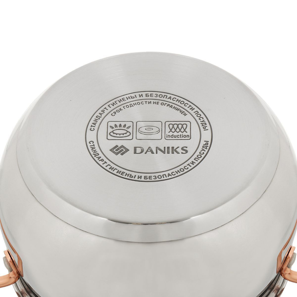 Кастрюля нерж, 2.5 л, крышка стекло, Daniks, Карлин, GS-01332G-18, индукц