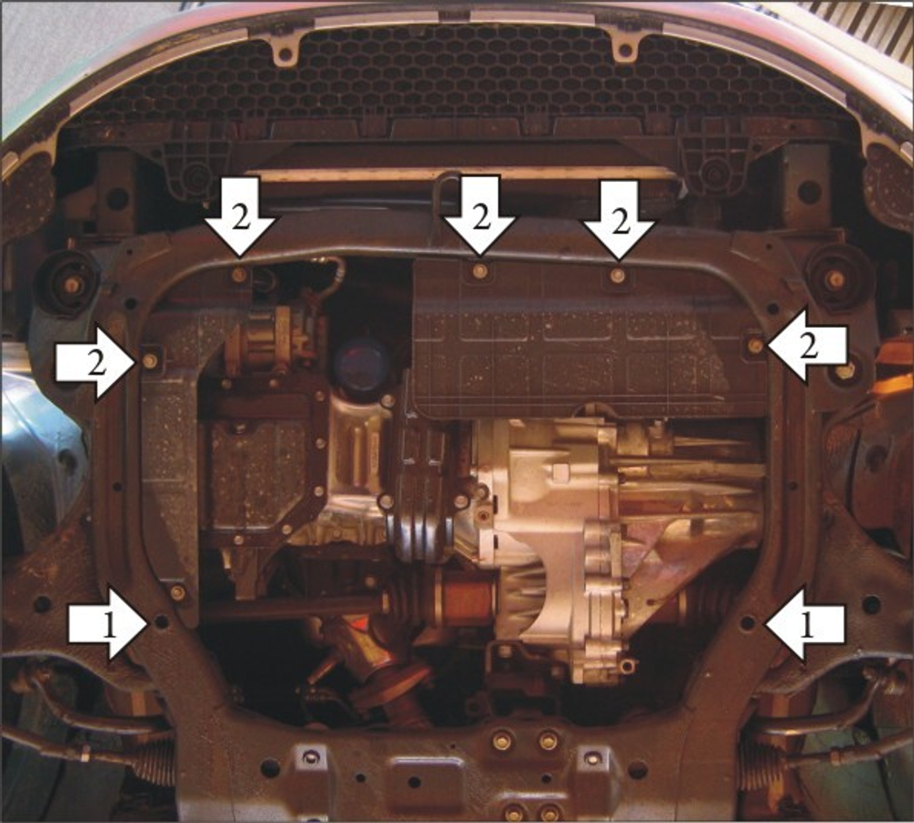 Усиленная защита Motodor картера двигателя, кпп. 2 мм, сталь. для Hyundai Elantra 2006-2010,Hyundai i30 2007-2011,KIA Cee'd 2006-2009,KIA Cerato 2009-2013,KIA Cerato Koup 2009-2013,KIA Cee'd 2009-2012 арт.70919