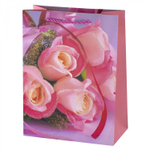 Пакет подарочный бумажный Alingar, (XL) 31х40х12 см, вертикальный, "Нежный букет", мат. ламинация, глиттер, ассорти