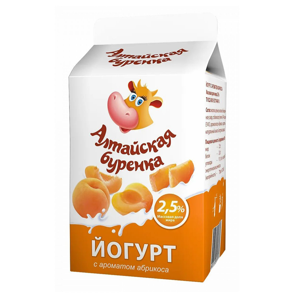 Йогурт абрикос Алтайская буренка 2,5% 450 гр.