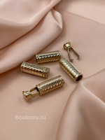 Наконечник для шнура рифленый в золотистом металле с зажимом