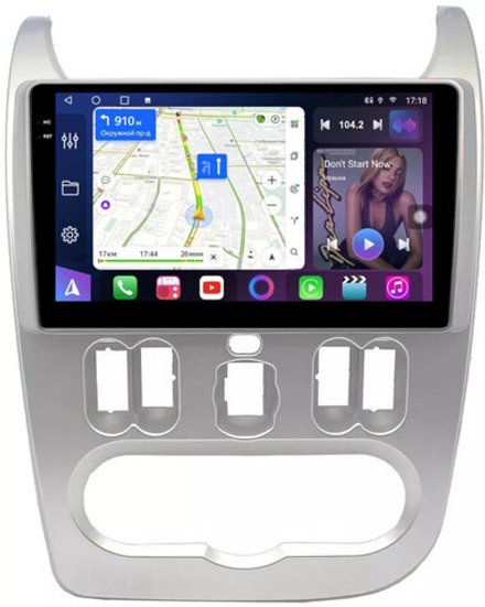 Магнитола для Renault Logan/Sandero 1 2009-2014 - FarCar BM752M монитор 9.5" QLED на Android 14, TS10, 4+32Гб, CarPlay, 4G SIM-слот