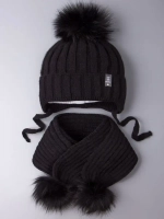 Шапка детская зимняя с помпоном и шарф