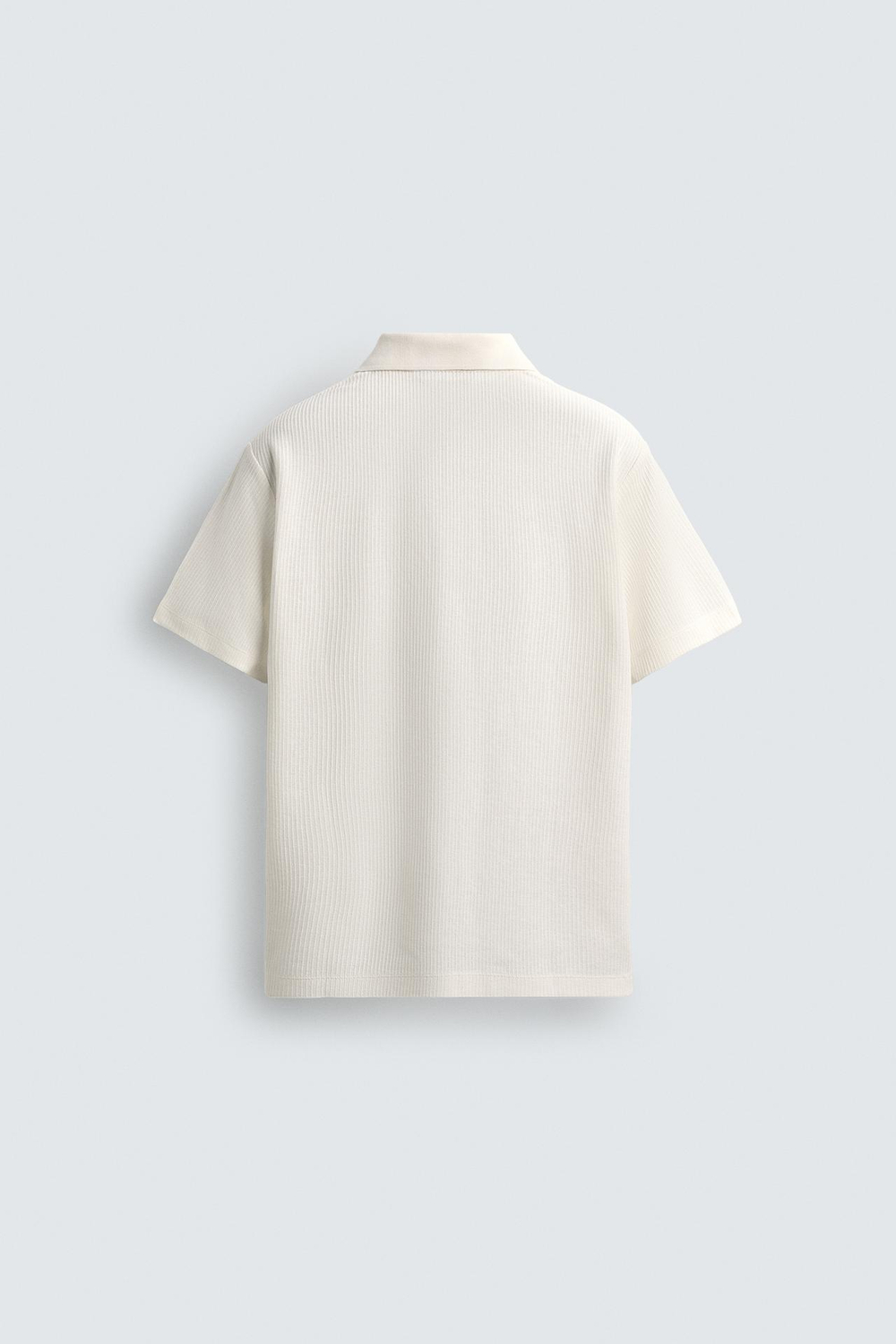 ZARA ПОЛО REGULAR FIT ИЗ ХЛОПКА С РЕЛЬЕФНЫМ УЗОРОМ, ЖЕЛТОВАТО-БЕЛЫЙ