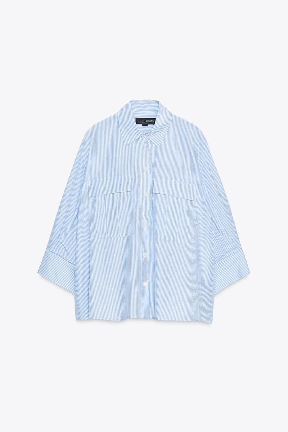 ZARA РУБАШКА В ПОЛОСКУ ZW COLLECTION, СИНИЙ/БЕЛЫЙ