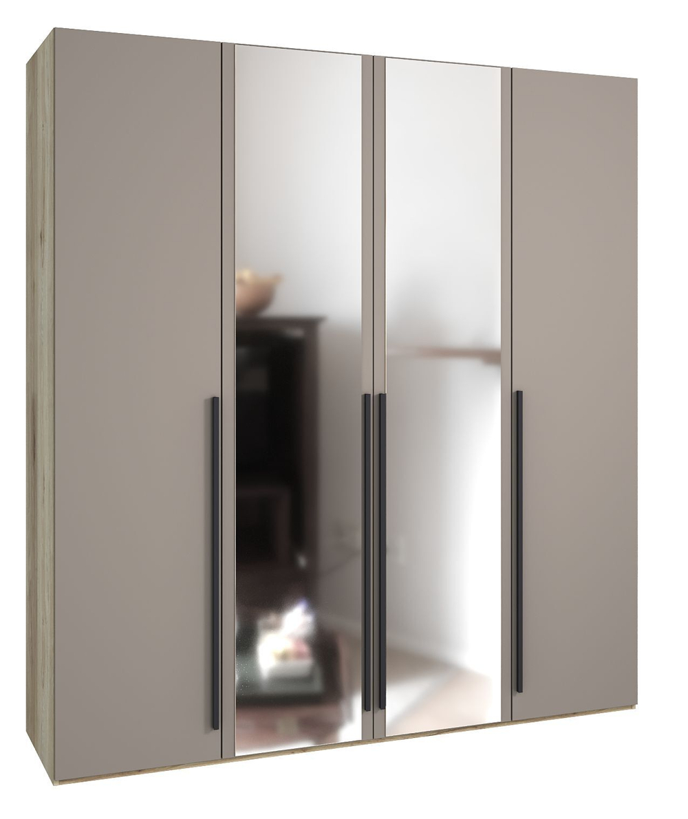 Шкаф для одежды 4 дверный Сиэтлс зеркалом, бежевый