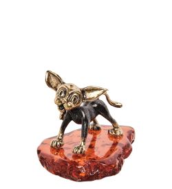 Народные промыслы AM- 333 Фигурка «Канадский сфинкс» (латунь, янтарь)
