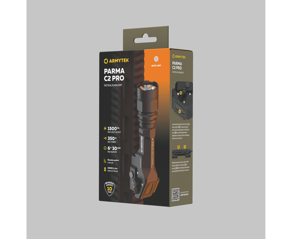 Фонарь тактический ArmyTek Parma C2 Pro White, 1500 лм, холодный, черный, F09804C