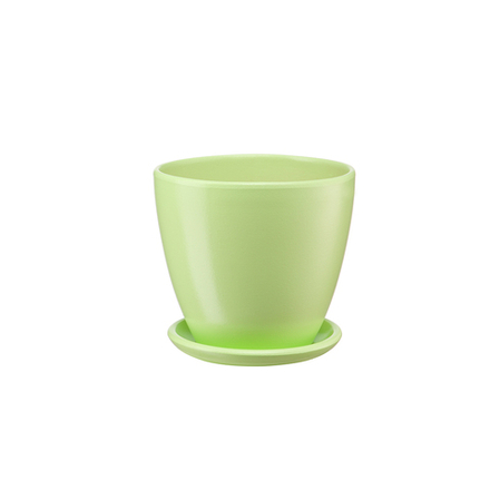 Керамический горшок "Бутон" с подставкой, 1,4л., Д135 Ш135 В130, нежно-салатовый