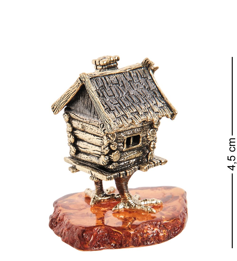 Народные промыслы AM-1558 Фигурка «Избушка» (латунь, янтарь)