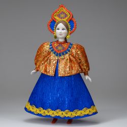 Кукла Царевна в парчовой телогрее