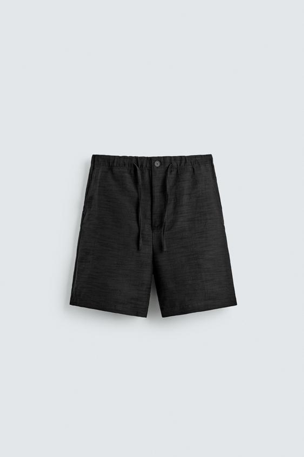 ZARA СВОБОДНЫЕ ШОРТЫ ИЗ СМЕСОВОЙ ТКАНИ, ЧЕРНЫЙ