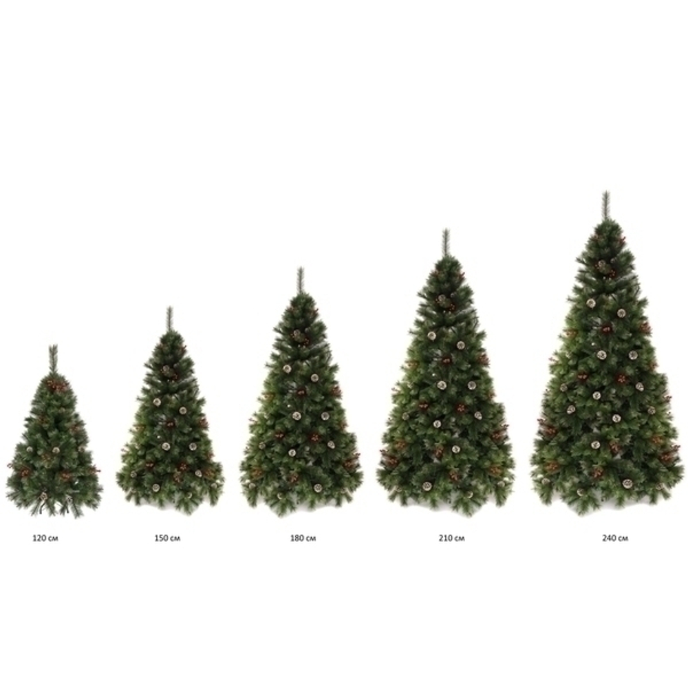 Елка «Венская» 240 см, ПВХ+Леска, ягоды и шишки (1498 веток)