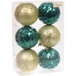 Новогодние шары «Волшебный бал» 8 см (набор 6 шт), Изумруд/Золото