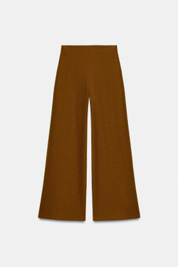 ZARA ШИРОКИЕ ФАКТУРНЫЕ БРЮКИ, ГОРЧИЧНЫЙ