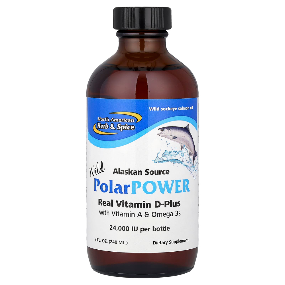 North American Herb & Spice, Wild PolarPower, натуральный витамин D-Plus с витамином A и омега-3, 240 мл (8 жидк. унций)