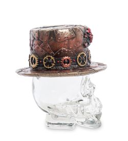 Veronese WS-1031 Флакон «Шляпа в стиле Стимпанк на стеклянном черепе»