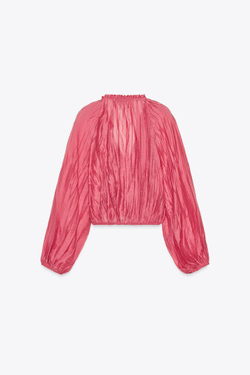 ZARA КРОП-ТОП ИЗ ЖАТОЙ ТКАНИ, МЯГКИЙ РОЗОВЫЙ