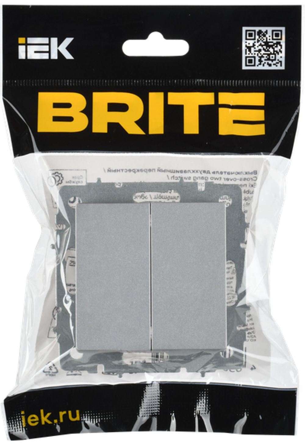 BRITE Выключатель 2-клавишный перекрестный 10А ВС10-2-3-БрА алюминий IEK