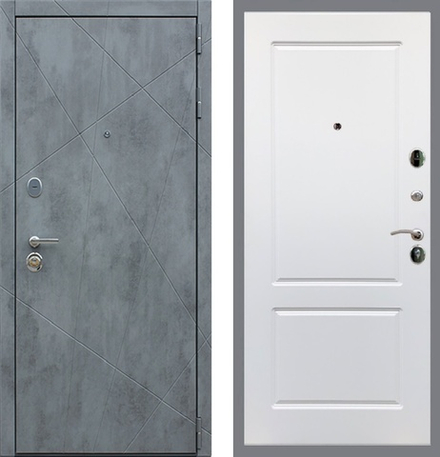 Входная металлическая дверь RеX (РЕКС) Дуэт Б Бетон темный / ФЛ- 117 Силк сноу