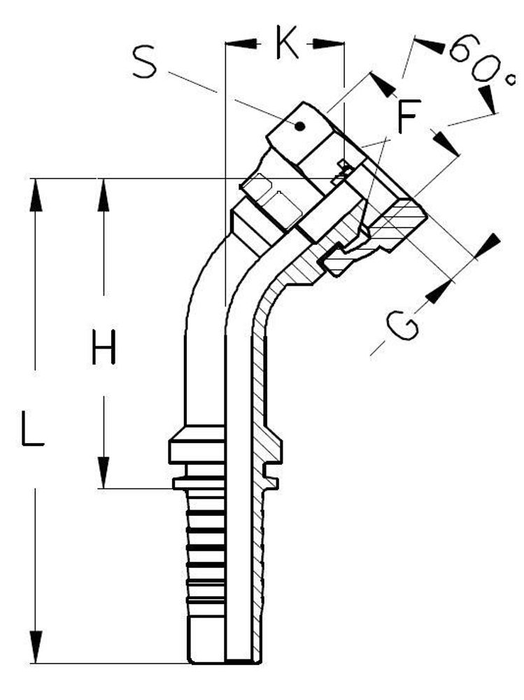 Фитинг DN 12 BSP (Г) 3/8 (45)