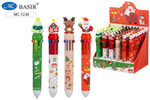 Ручка шариковая автоматическая 10-ти цветная "Новогодние" в ассортименте (Basir)