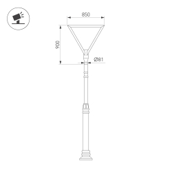 Светильник OXOR-TRILEIS-900x850х80-50W Day4000 (BK, 120 deg, 230V) IP65  (Arlight, -) 052474