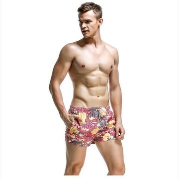 Мужские пляжные шорты SEOBEAN красные с принтом 30217