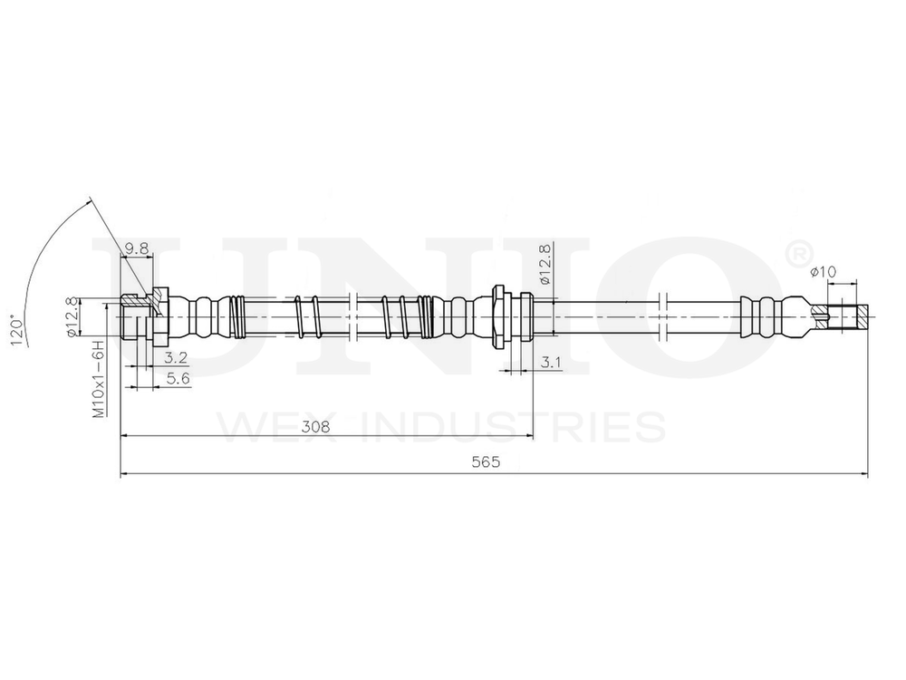 Шланг тормозной передний UNIO BRH-10104