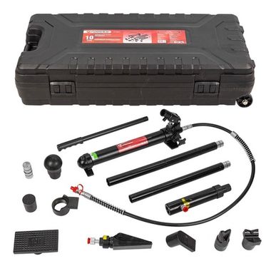 Набор гидравлического оборудования для кузовных работ 10т.(насос, цилиндр + комплект удлинителей и надставок), в кейсе на колесах Forsage F-T71001L