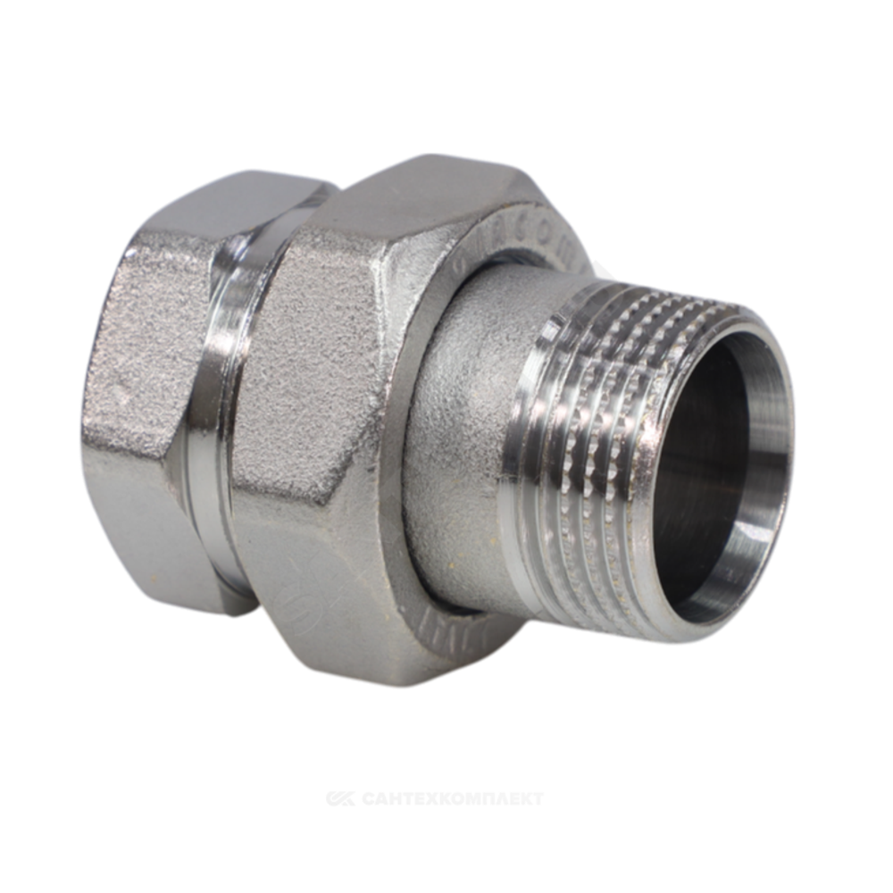 Соединитель латунь хром американка Ду 40 (1 1/2") прямой ВР/НР R18 Giacomini R18X017