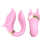 Розовый вибромассажер для пар с пультом ДУ Silicone Toys Fox Pink USK-GZ01