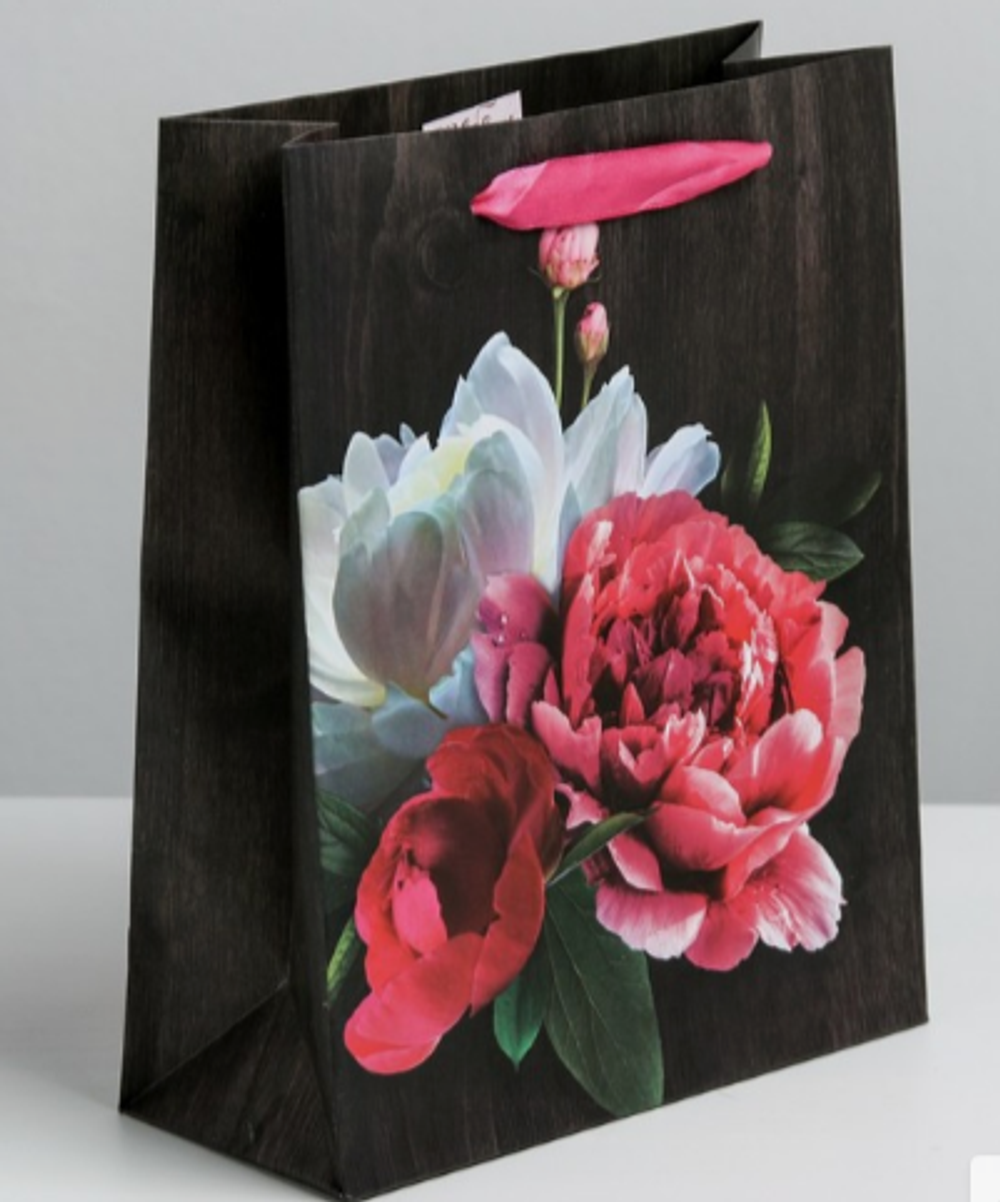 Пакет ламинированный вертикальный «Цветы любви», L 31 × 40 × 9 см.