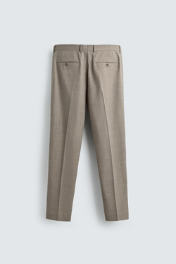 ZARA КОСТЮМНЫЕ БРЮКИ С ШЕРСТЬЮ COMFORT, СЕРЫЙ/БЕЖЕВЫЙ