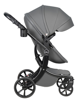 Детская коляска трансформер Aimile PRO темно-серый экокожа