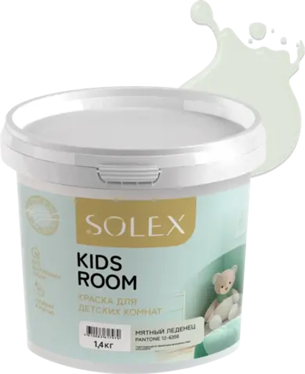 SOLEX Краска для детских комнат KIDS ROOM цв.Мятный леденец (Pantone 12-6208) 1,4кг (ИжСинтез)