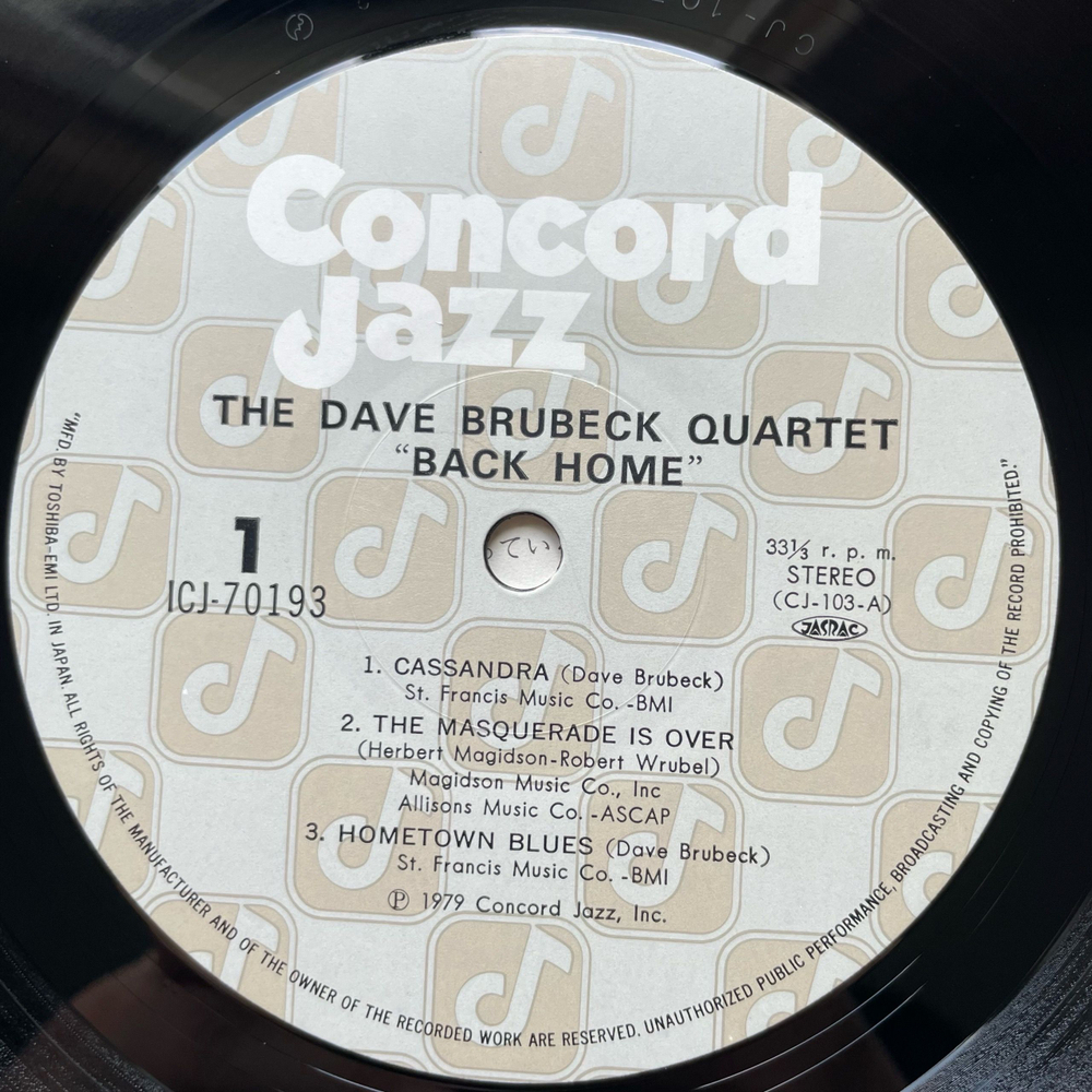 Винтажная виниловая пластинка LP The Dave Brubeck Quartet Back Home (Япония 1979) (Оби)