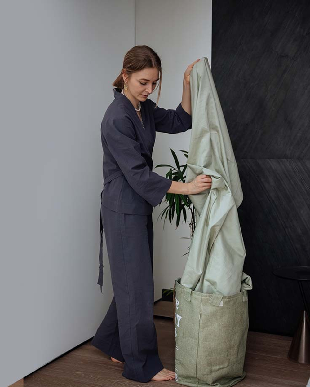 Домашний костюм из вареного хлопка Графит