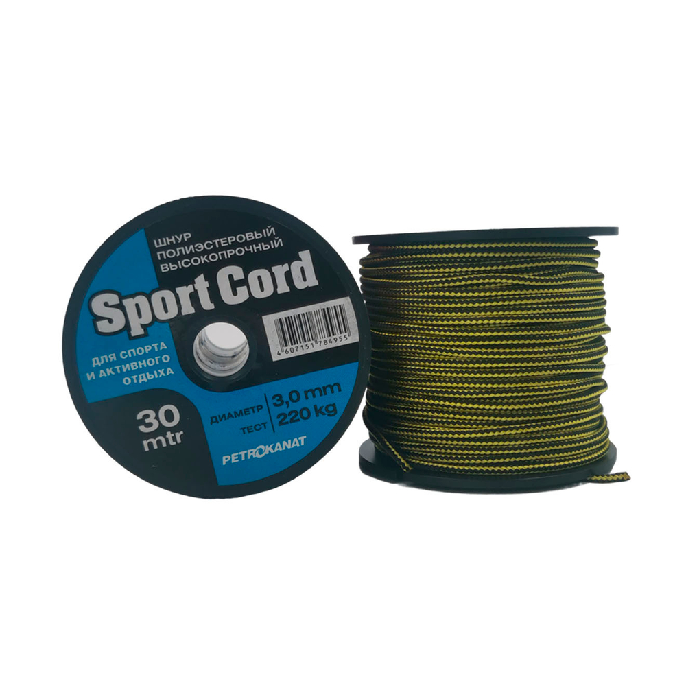 Шнур плетеный Sport Cord  3,0 мм. 220 кг, 30 м, двухцветный, катушка
