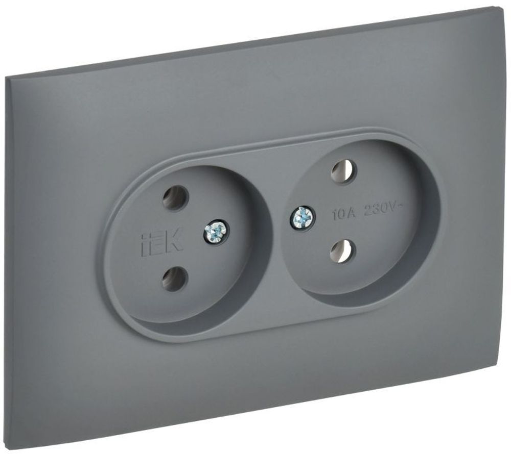 Розетка 2-м SKANDY 10А без заземл. без защ. шторок в сборе SK-R10Gr сер. IEK SK-R20-10-K03-F Розетка 2-м SKANDY 10А без заземл. без защ. шторок в сборе SK-R10Gr сер. IEK SK-R20-10-K03-F