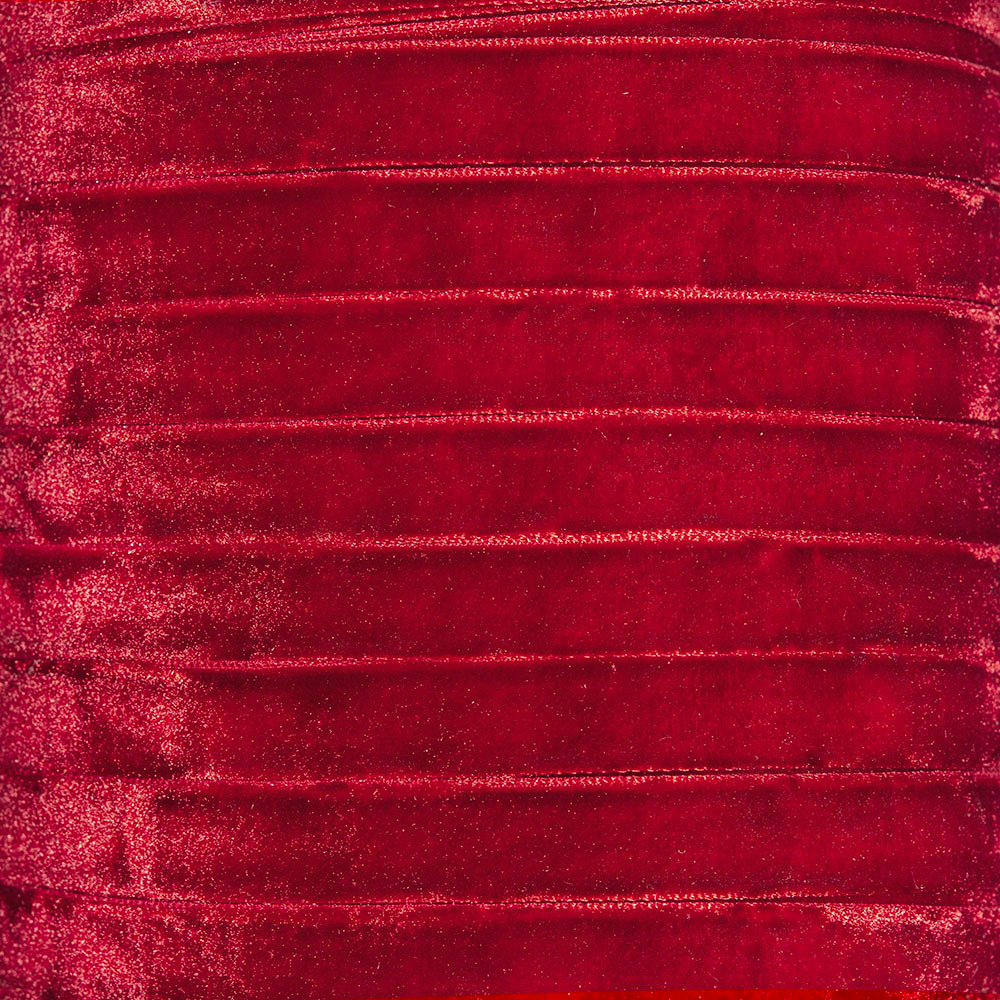 Лента бархатная, 12мм, оттенок "Красный"