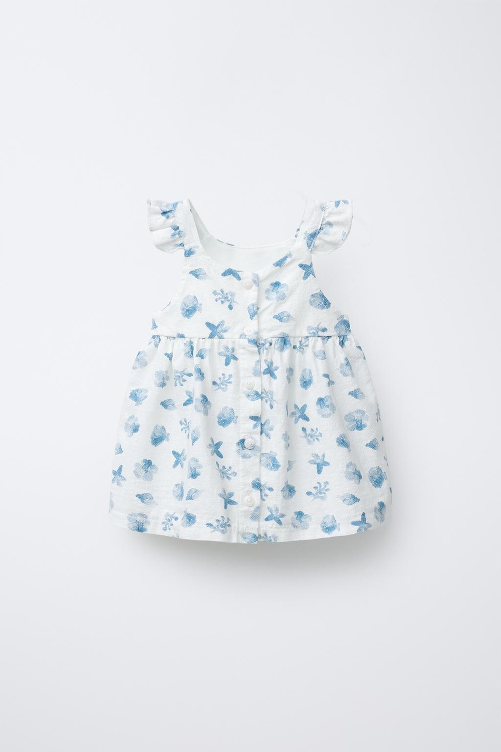 ZARA ПЛАТЬЕ С МОРСКИМ ПРИНТОМ, СИНИЙ