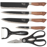 Набор ножей 6 пр, в кор, сталь, рук пласт, Дерево, Y189