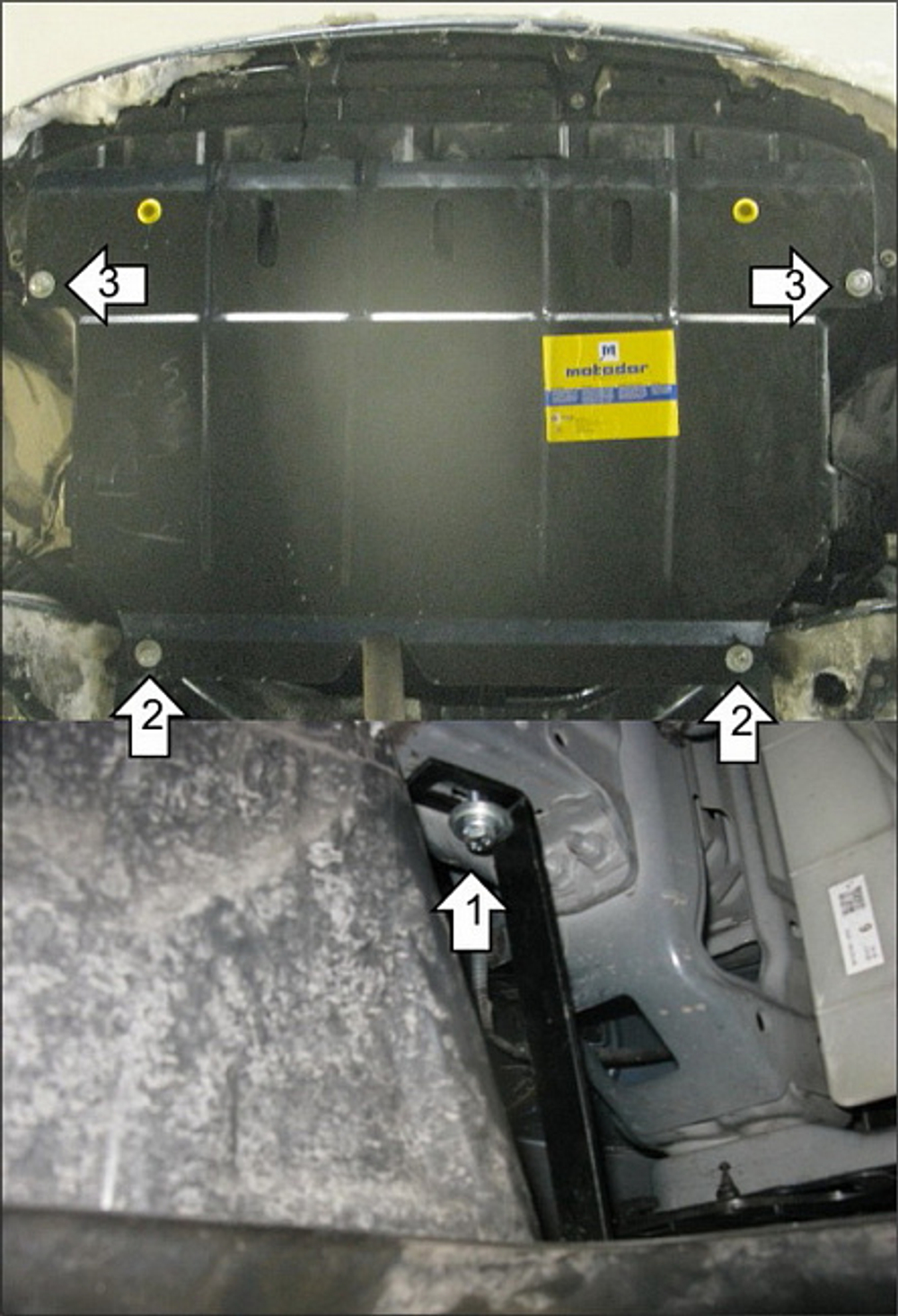 Усиленная защита Motodor картера двигателя, кпп. 2 мм, сталь. для Toyota Yaris 2005-2009 арт.02555