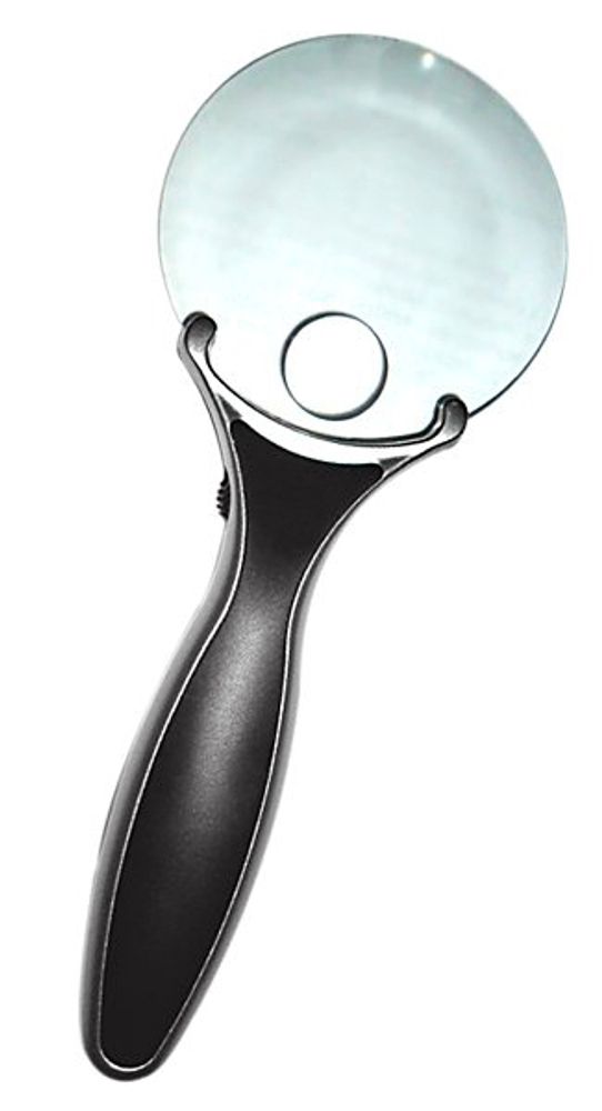 Лупа Kromatech ручная круглая 3/6х, 90 мм, с подсветкой (2 LED), черно-белая Luxman G789-090