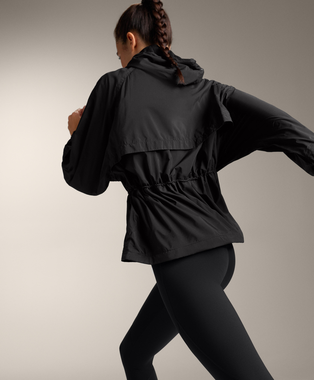 Oysho Водонепроницаемая длинная ветровка, черный