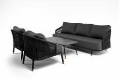 "Верона" лаунж-зона 5-местная плетеная из роупа (веревки), каркас алюминиевый темно-серый, роуп темно-серый